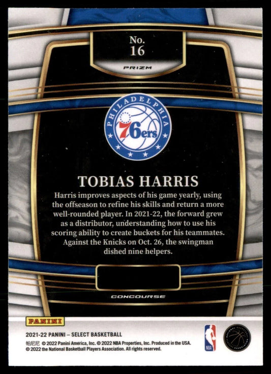 2021-22 Panini Select Tobias Harris Blue Prizm #16 Philadelphia 76ers