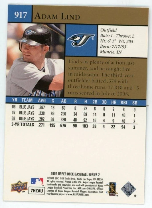 2009 Upper Deck Adam Lind #917 Toronto Blue Jays