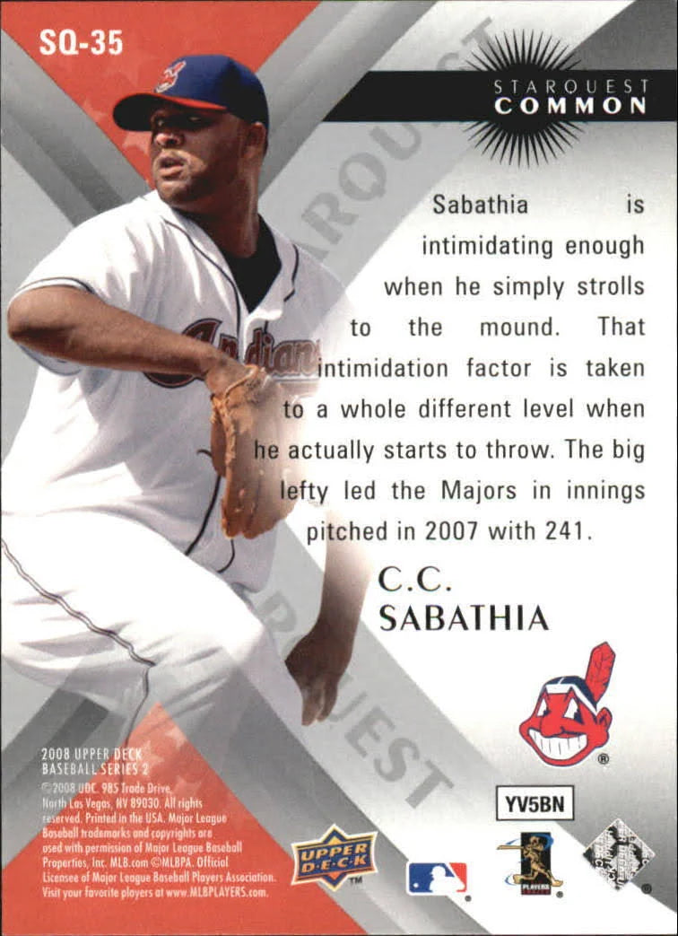 2008 Upper Deck Starquest Common C. C. Sabathia #SQ-35