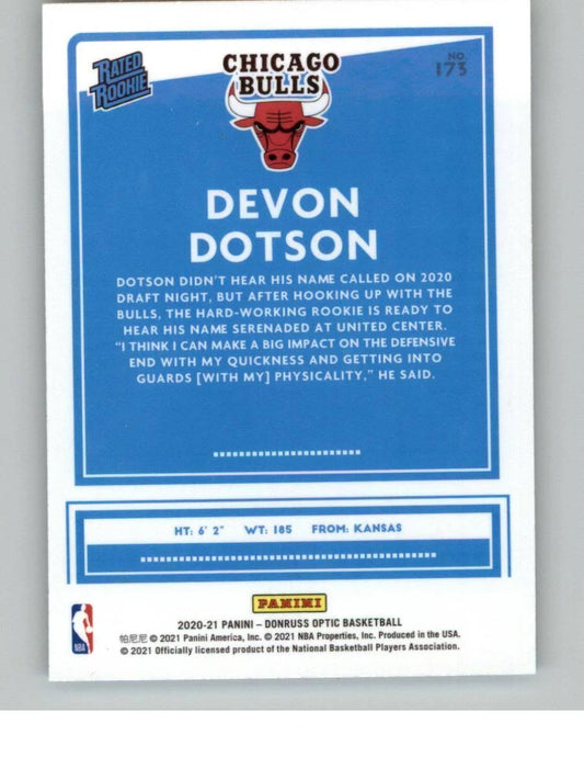 2020-21 Donruss Optic Fanatics Rated Rookies Devon Dotson #173 Chicago Bulls