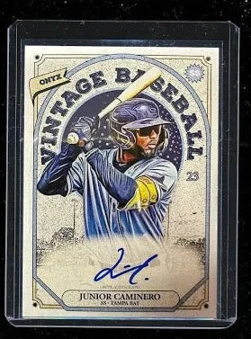 2023 Onyx Vintage Blue Signatures #VAJC Junior Caminero RC - Tampa Bay Rays