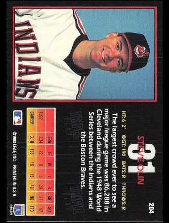 1993 Leaf Steve Olin #204 Cleveland Indians