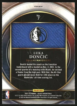 2021-22 Panini Select Number 77 Luka Doncic #7 Dallas Mavericks
