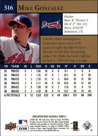 2009 Upper Deck Mike Gonzalez #516 Atlanta Braves