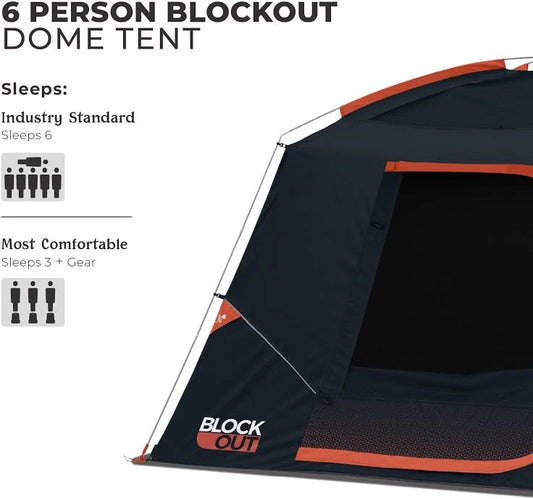 CORE 6-Person Blockout Dome Tent with LED Lighting