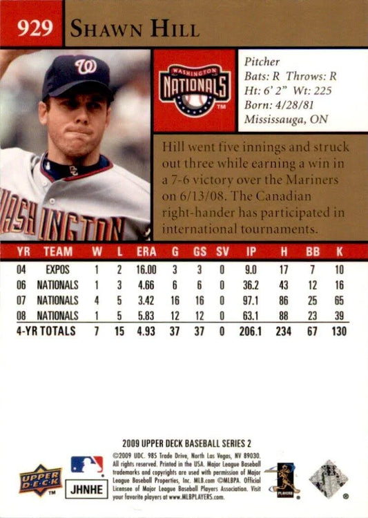 2009 Upper Deck Shawn Hall #929 Washington Nationals