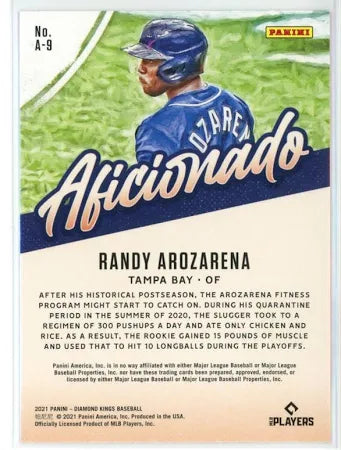 2021 Panini Diamond Kings Aficionado Randy Arozarena #A-9 Tampa Bay Rays