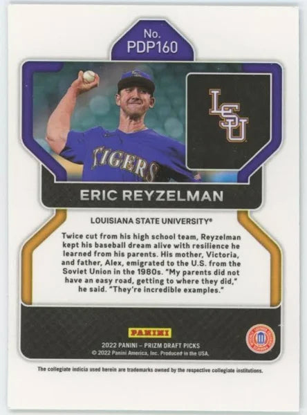 2022 Panini Prizm Draft Pick Eric Reyzelman #160 LSU Tigers
