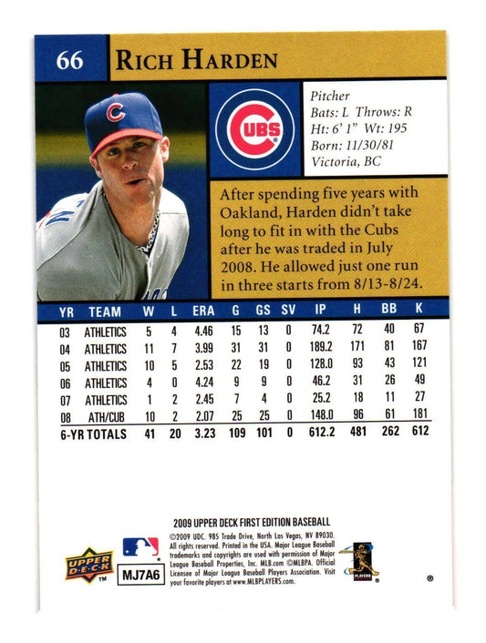 2009 Upper Deck Rich Harden #574 Chicago Cubs
