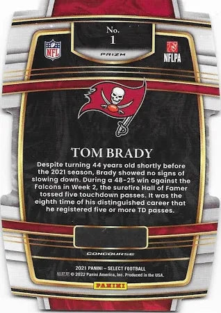 2021 Panini Select Tom Brady Die-Cut Silver Prizm #1 Tampa Bay Buccaneers