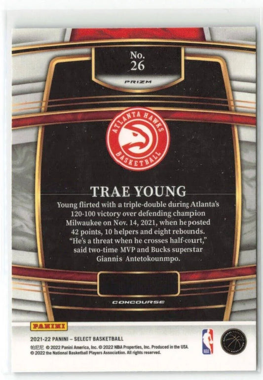 2021-22 Panini Select Trae Young Blue Prizm #26 Atlanta Hawks