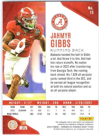 2023 Panini Chronicles Phoenix Draft Picks Jahmyr Gibbs RC #15