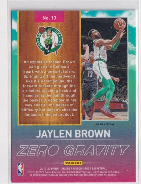 Jaylen Brown 2019-20 Hoops Premium Stock Zero Gravity Blue Prizm #13 ISA 9