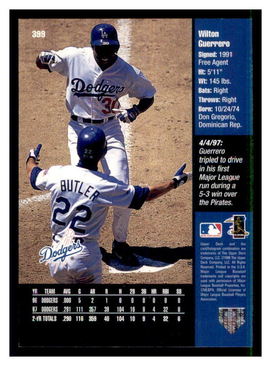 1998 Upper Deck Wilton Guerrero #399 Los Angeles Dodgers