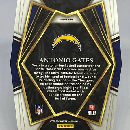 Panini 2021 Select Antonio Gates GOLD PREMIER LEVEL PRIZM Die-Cut SSP No. 138 HOF