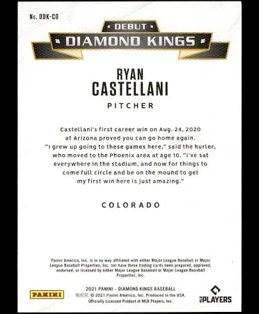 2021 Panini Diamond Kings Debut Art of Prof Ryan Castellani RC #DDK-CO Colorado