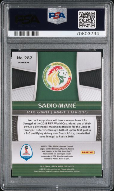 2018 Panini Prizm W/C Red Blue Wave Sadio Mane #282 PSA 10 Gem Mint