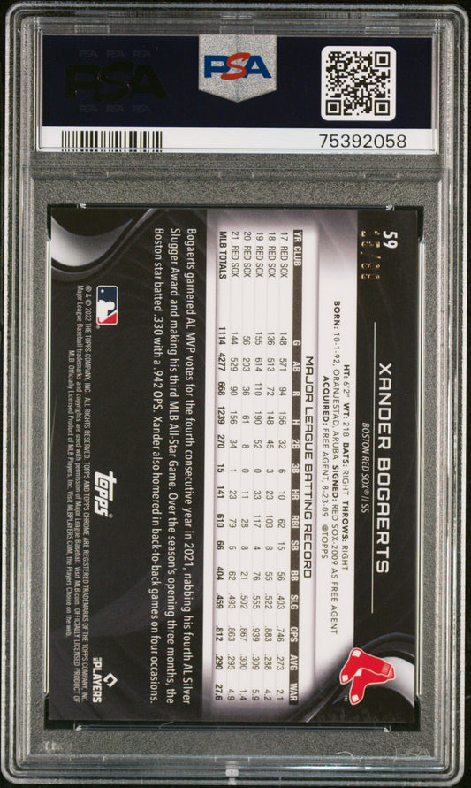 2022 Topps Chrome BLACK XANDER BOGAERTS #59 GREEN ATOMIC 15/99 PSA 9 Mint POP 1