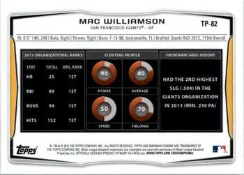 2014 Bowman Draft Top Prospects Mac Williamson TP-82 San Francisco Giants
