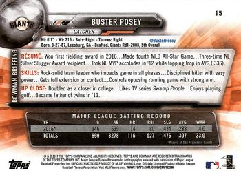 2017 Bowman Buster Posey # 15 San Francisco Giants