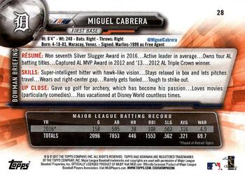 2017 Bowman Miguel Cabrera # 28 Detroit Tigers