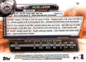 2017 Bowman Jacob deGrom # 73 New York Mets