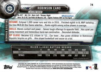 2017 Bowman Robinson Cano # 74 Seattle Mariners