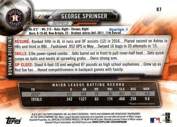 2017 Bowman George Springer # 87 Houston Astros