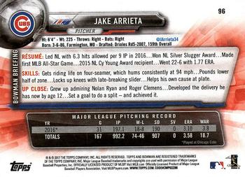 2017 Bowman Jake Arrieta # 96 Chicago Cubs