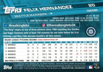 2017 Topps Chrome Felix Hernandez 20 Seattle Mariners