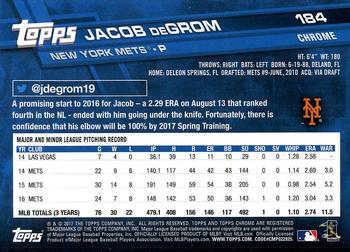 2017 Topps Chrome Jacob DeGrom 184 New York Mets