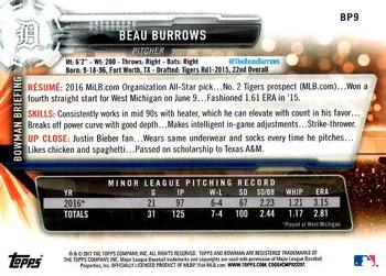 2017 Bowman Prospects Beau Burrows BP9 Detroit Tigers