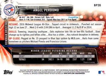 2017 Bowman Prospects Angel Perdomo FBC BP20 Toronto Blue Jays