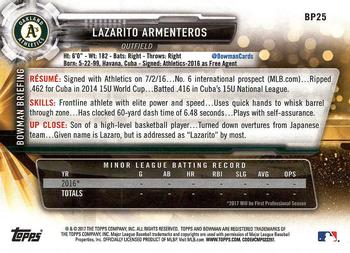 2017 Bowman Prospects Lazarito Armenteros FBC BP25 Oakland Athletics