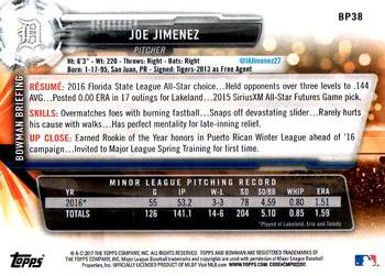 2017 Bowman Prospects Joe Jimenez BP38 Detroit Tigers