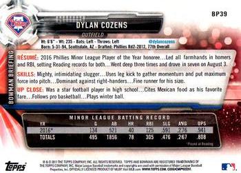 2017 Bowman Prospects Dylan Cozens BP39 Philadelphia Phillies