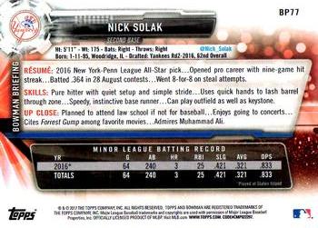 2017 Bowman Prospects Nick Solak BP77 New York Yankees