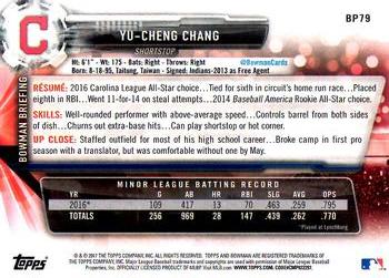 2017 Bowman Prospects Yu-Cheng Chang FBC BP79 Cleveland Indians