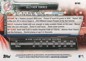 2017 Bowman Prospects Gleyber Torres BP80 New York Yankees