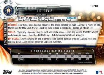 2017 Bowman Prospects J.D. Davis BP81 Houston Astros