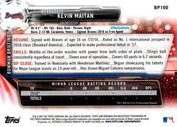 2017 Bowman Prospects Kevin Maitan BP100 Atlanta Braves