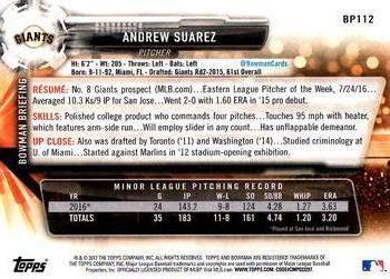 2017 Bowman Prospects Andrew Suarez BP112 San Francisco Giants