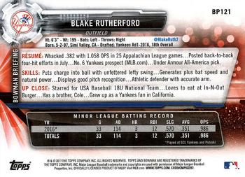 2017 Bowman Prospects Blake Rutherford FBC BP121 New York Yankees