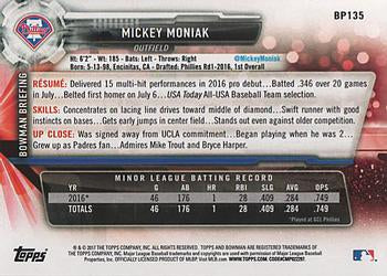2017 Bowman Prospects Mickey Moniak BP135 Philadelphia Phillies