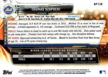 2017 Bowman Prospects Thomas Szapucki BP138 New York Mets
