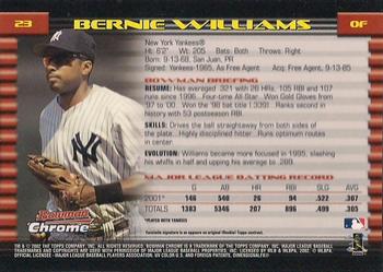 2002 Bowman Chrome Bernie Williams # 23 New York Yankees