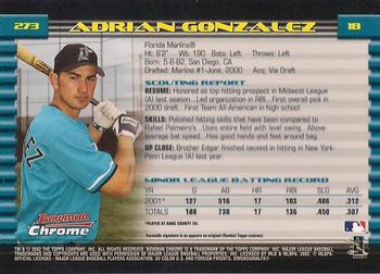 2002 Bowman Chrome Adrian Gonzalez # 273 Florida Marlins