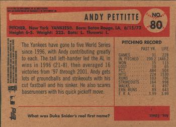 2002 Bowman Heritage Andy Pettitte # 80 New York Yankees