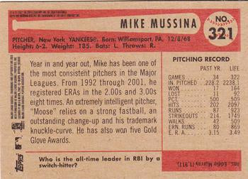 2002 Bowman Heritage Mike Mussina # 321 New York Yankees
