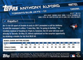 2017 Topps Chrome Update Anthony Alford RC HMT93 Toronto Blue Jays